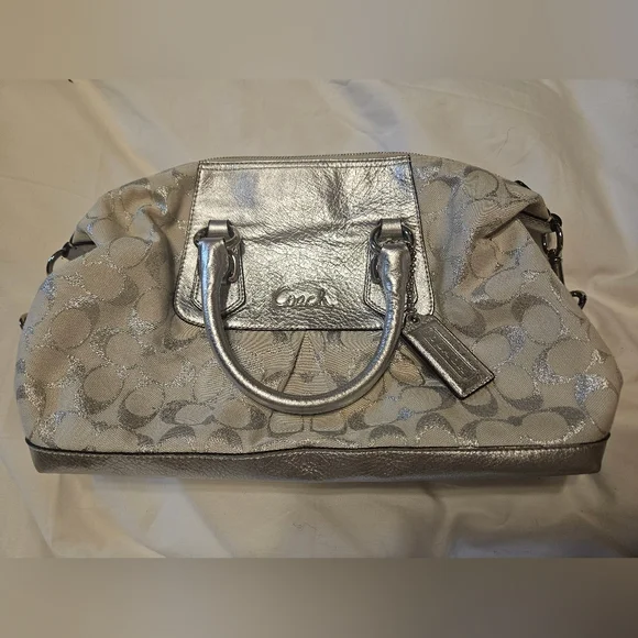 Coach White And Silver Ashley Satchel - Picture 1 of 6